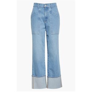 New $320 Veronica Beard Dylan Cuffed High Waist Relaxed Straight Leg Jeans Sz 29